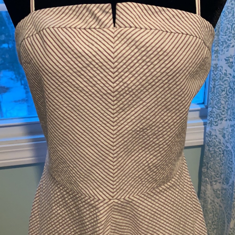 Purple and white striped seersucker dress Isaac mizrahi